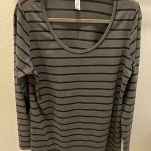 Gray striped scoop neckline sweatshirt